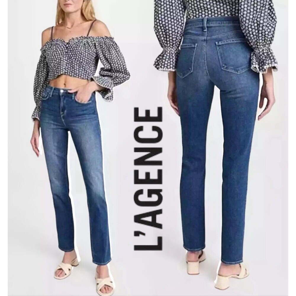 L'AGENCE Blue Straight Leg Jeans Classic Style